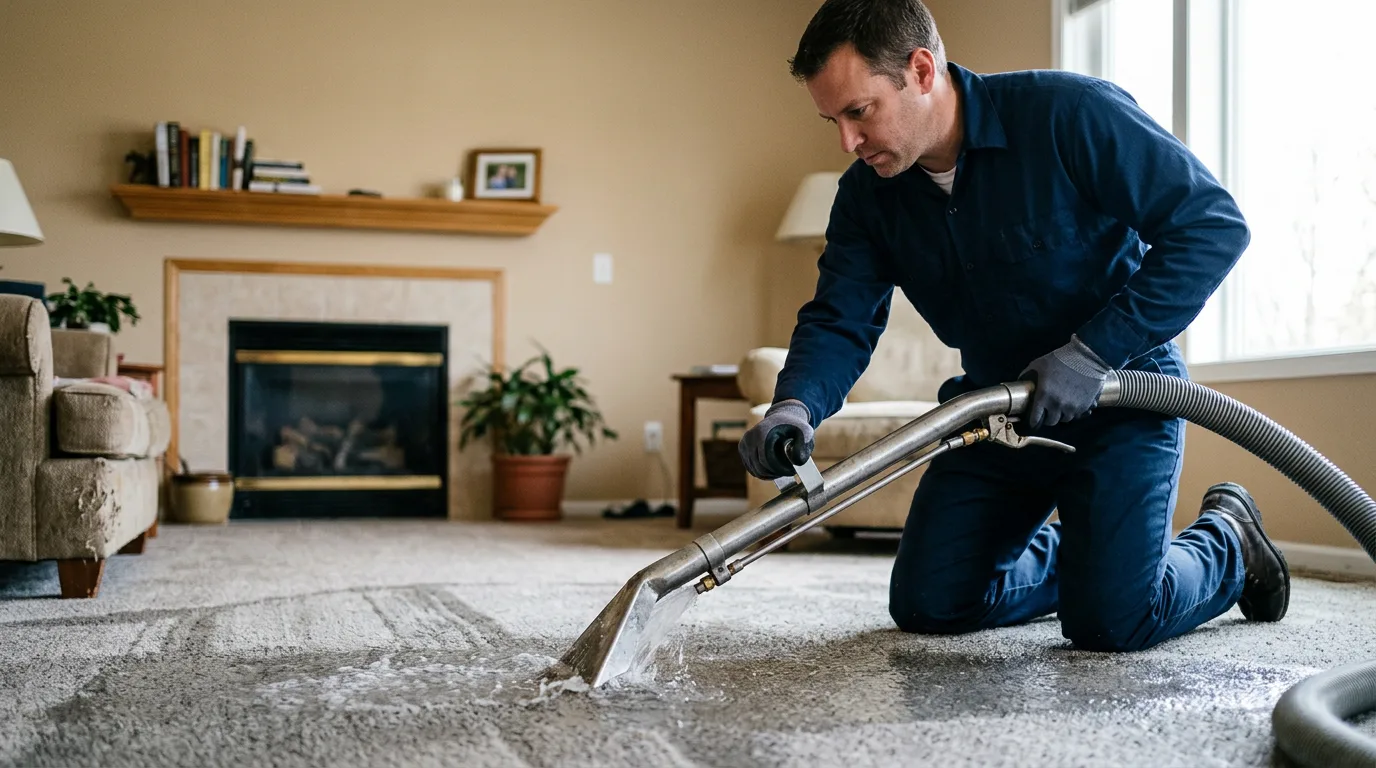 Water damage restoration technician working near Bison, OK